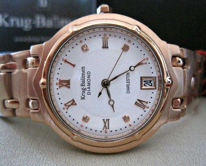 Retail: R10,503.00 Krug Baumen MEN Charleston 4 Diamond White Dial Rose Gold Watch