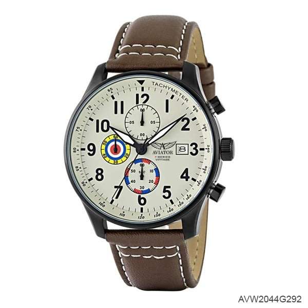 Aviator Pilots Vintage Brown Chronograph Watch. Brand New, Ltd stocks.