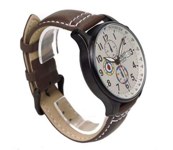 Aviator Pilots Vintage Brown Chronograph Watch. Brand New, Ltd stocks.