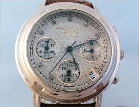 R1 AuctionRetail: R13,458.00 Krug Baumen MEN CHRONO Gold 8X REAL Diamond Croc Leather Watch RRP £790