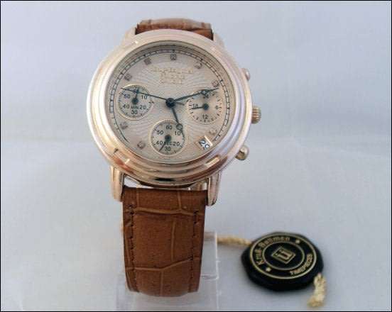 R1 AuctionRetail: R13,458.00 Krug Baumen MEN CHRONO Gold 8X REAL Diamond Croc Leather Watch RRP £790