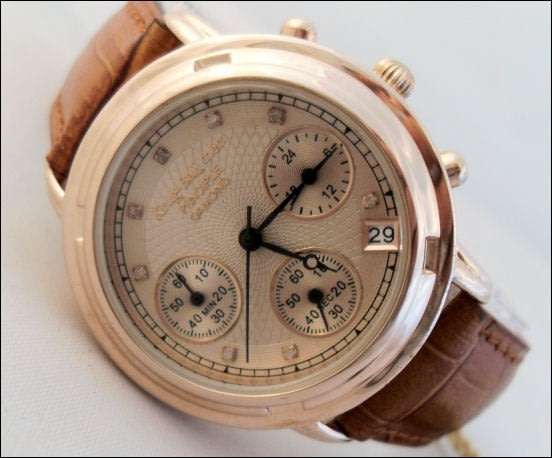 R1 AuctionRetail: R13,458.00 Krug Baumen MEN CHRONO Gold 8X REAL Diamond Croc Leather Watch RRP £790