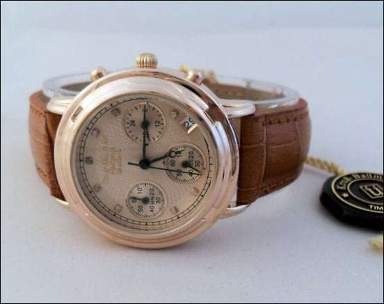 R1 AuctionRetail: R13,458.00 Krug Baumen MEN CHRONO Gold 8X REAL Diamond Croc Leather Watch RRP £790