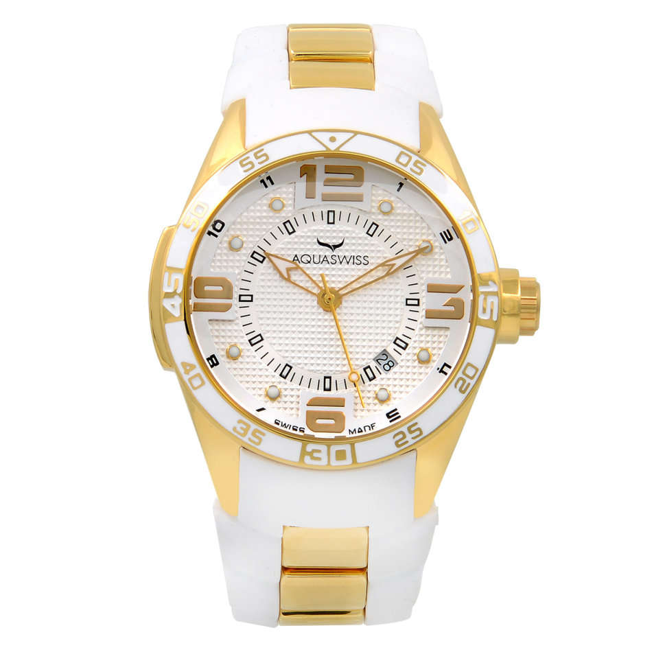 Aquaswiss Trax 3H Unisex Watch:Gold/White Dial Swiss Made Retail: $1000 /R12190