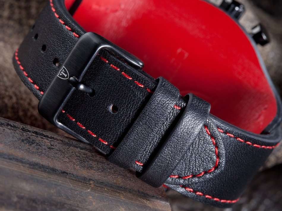 R1 AUCTION: 3 Time Zone*DETOMASO Casabona Mens XXL Multifunction Stainless Steel Black Leather Watch