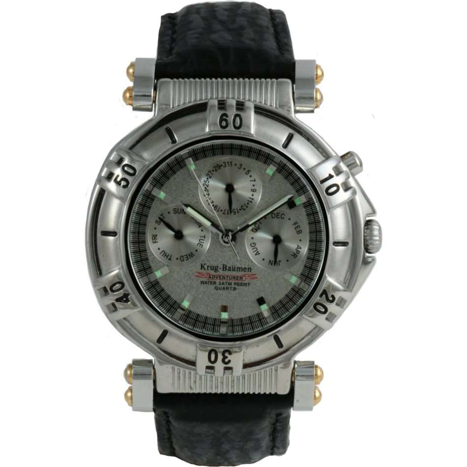 Brand new!!! Krug Baumen Adventurer Mens watch Grey dial on a black leather band RRP: R9500.00