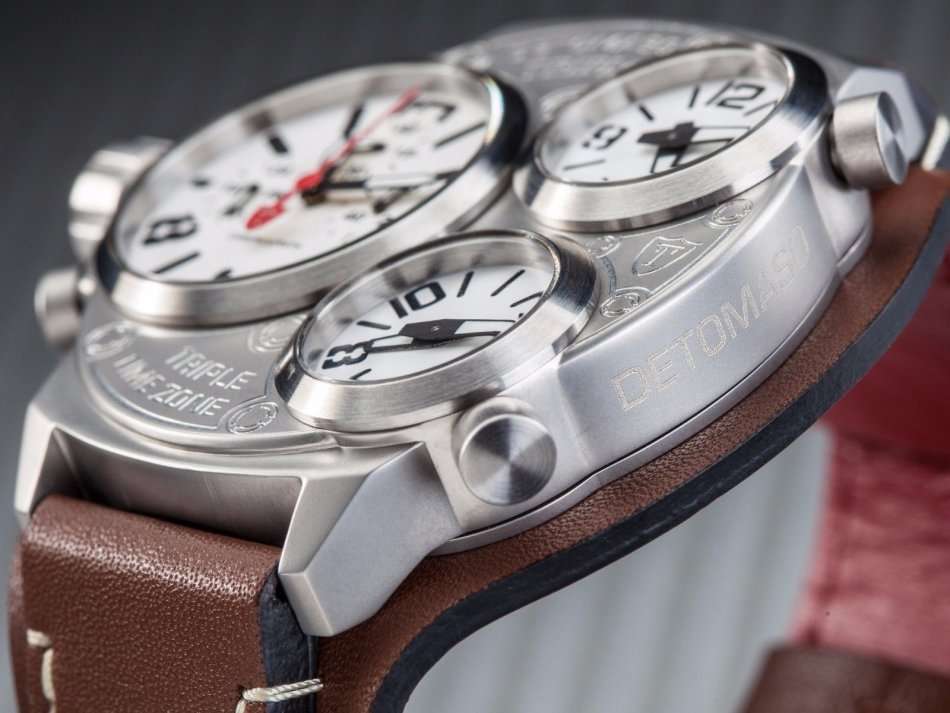 DETOMASO TRIPLO Men¿s Watch Chronograph 3 Time Zones Stainless Steel Black New