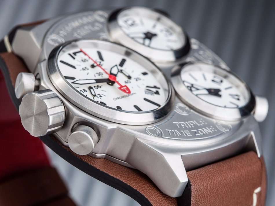 DETOMASO TRIPLO Men¿s Watch Chronograph 3 Time Zones Stainless Steel Black New