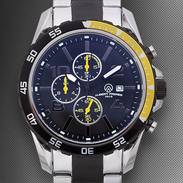 LTD Edition: Aubert Freres 1898 Citizen Quartz Chronograph Sapphire Blue 2 Tone Link Bracelet