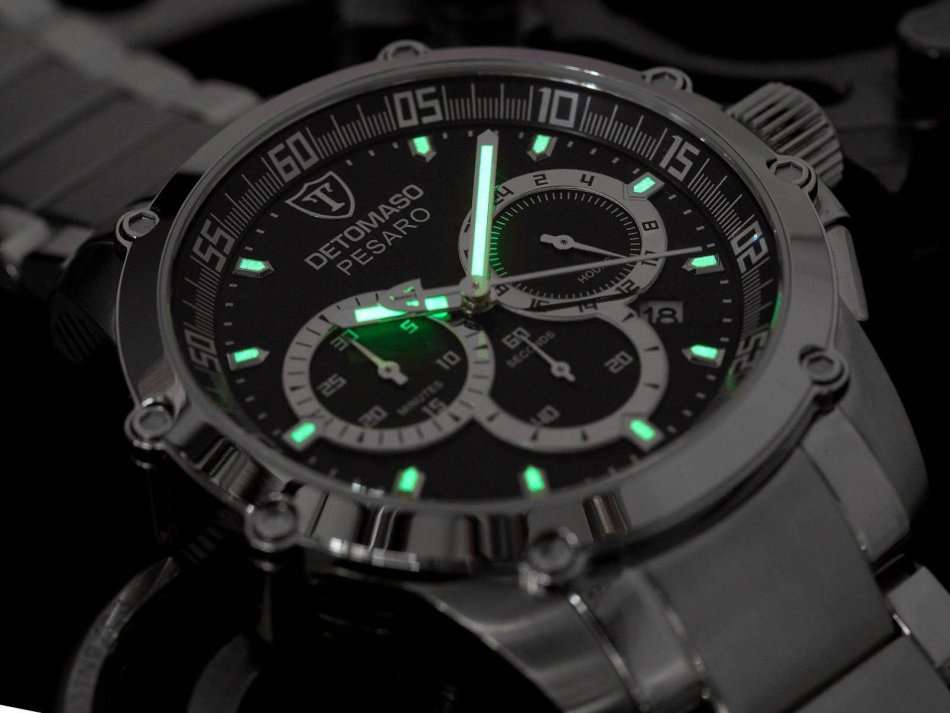 DETOMASO Men's PESARO XXL Chronograph Classic Analog Display Japanese Quartz Silver Watch