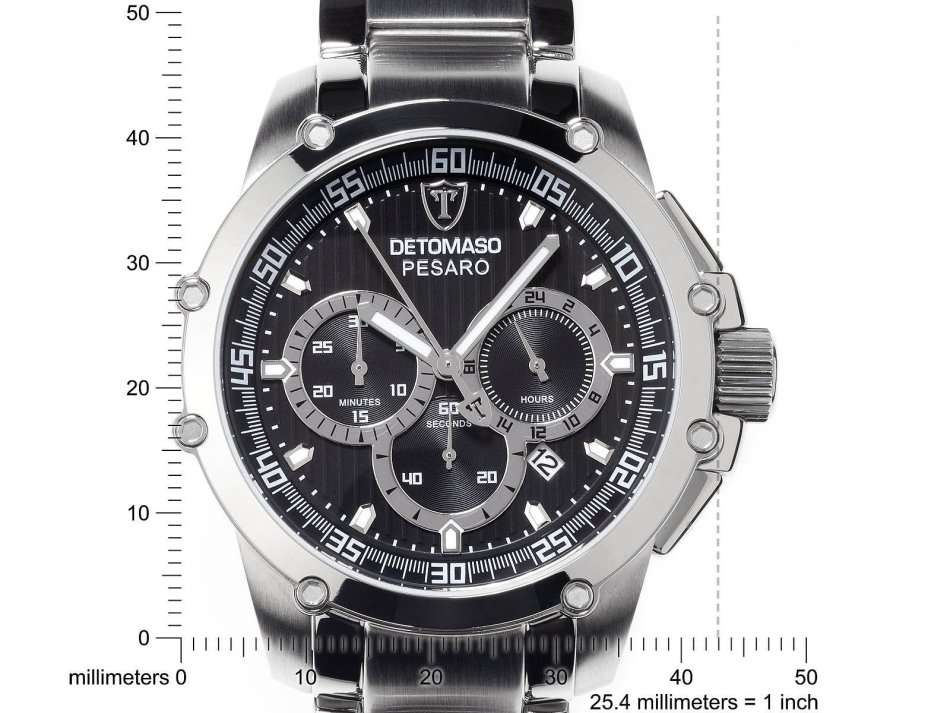 DETOMASO Men's PESARO XXL Chronograph Classic Analog Display Japanese Quartz Silver Watch