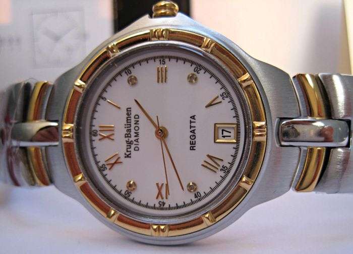 Retail: R10,277.00 Krug Baumen MEN Regatta 4 Real Diamond White Dial Two Tone Strap Watch