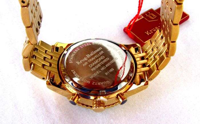 Opens @ R1 Retail: R13,628 Krug Baümen Air Traveller 8 REAL Diamond Green Gold Dial 18K Gold Watch