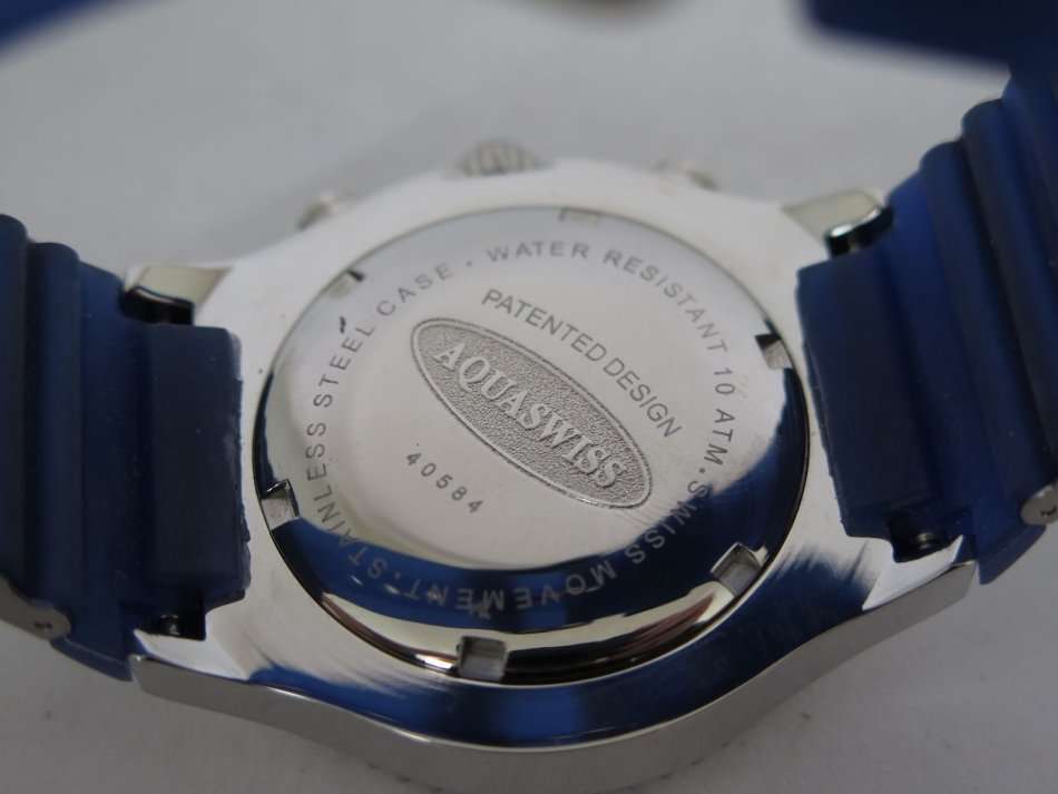 Retail: R6,590.00 Aquaswiss Chronograph Sport Wristwatch with Blue Silicone Band