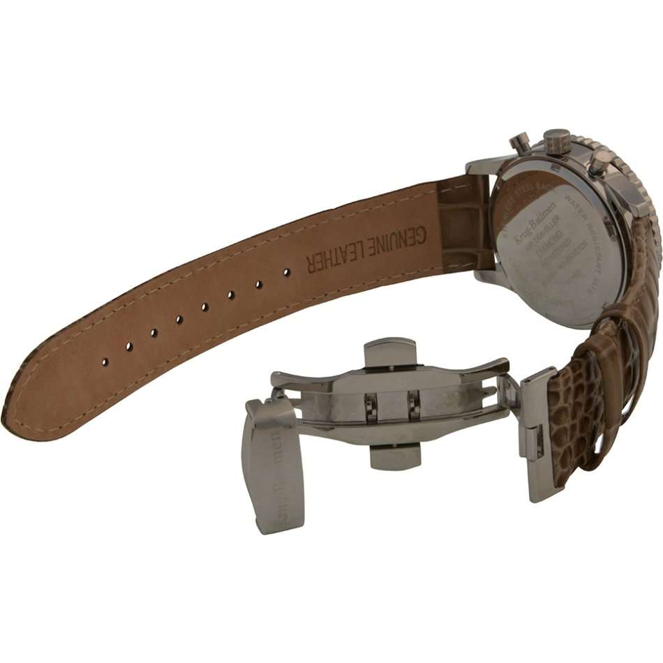 Retail R13,856.74 Krug Baümen Air Traveller  8 Real Diamond S-Steel  Dial Brown Strap Watch