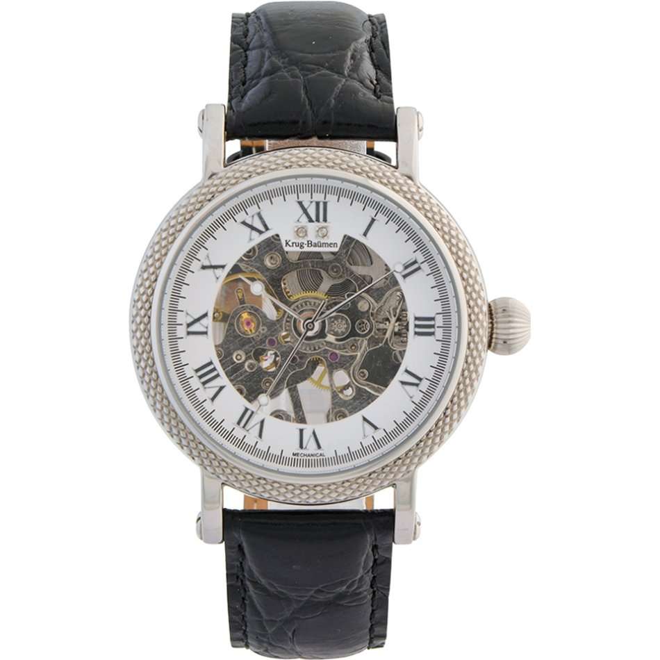 Retail: R14,999 Krug Baümen Men Prestige Automatic 2 Genuine Diamond S-Steel Black Leather Watch