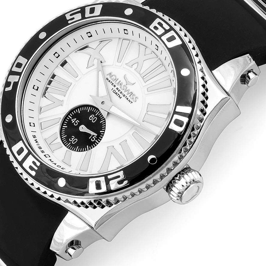 Retail: R10,474.00 Aquaswiss Men Swissport Chronograph Blue Silicone Band Watch