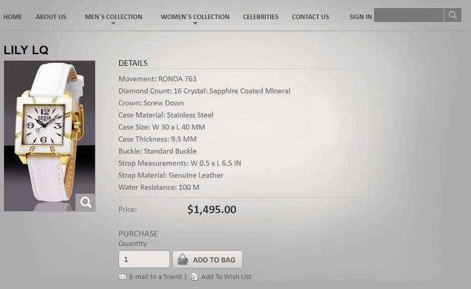 RETAIL: R18,800 Aquaswiss Dedia 16 Real Diamond Lily LQ Women's  Mother-of-Pearl Watch