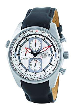 Aviator F-Series men's Black Leather with White Dial Pilot Chronograph