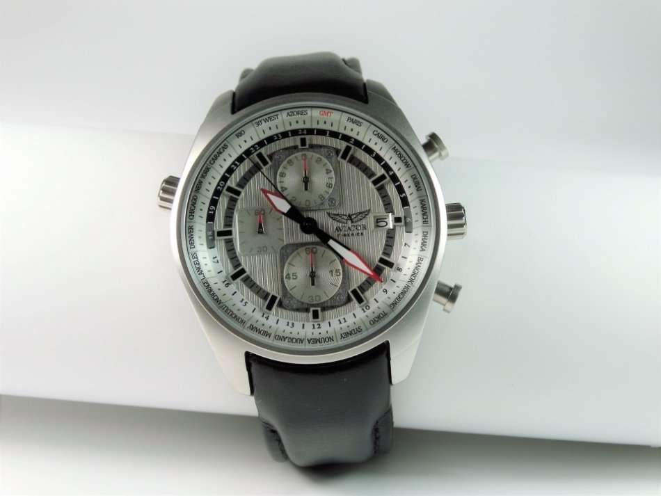 Aviator F-Series men's Black Leather with White Dial Pilot Chronograph