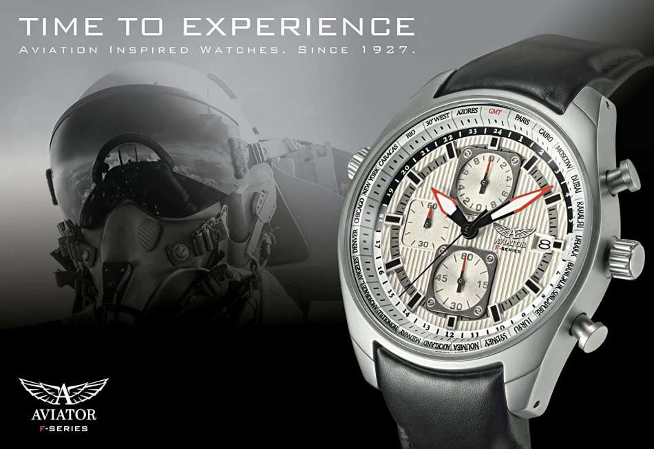 Aviator F-Series men's Black Leather with White Dial Pilot Chronograph