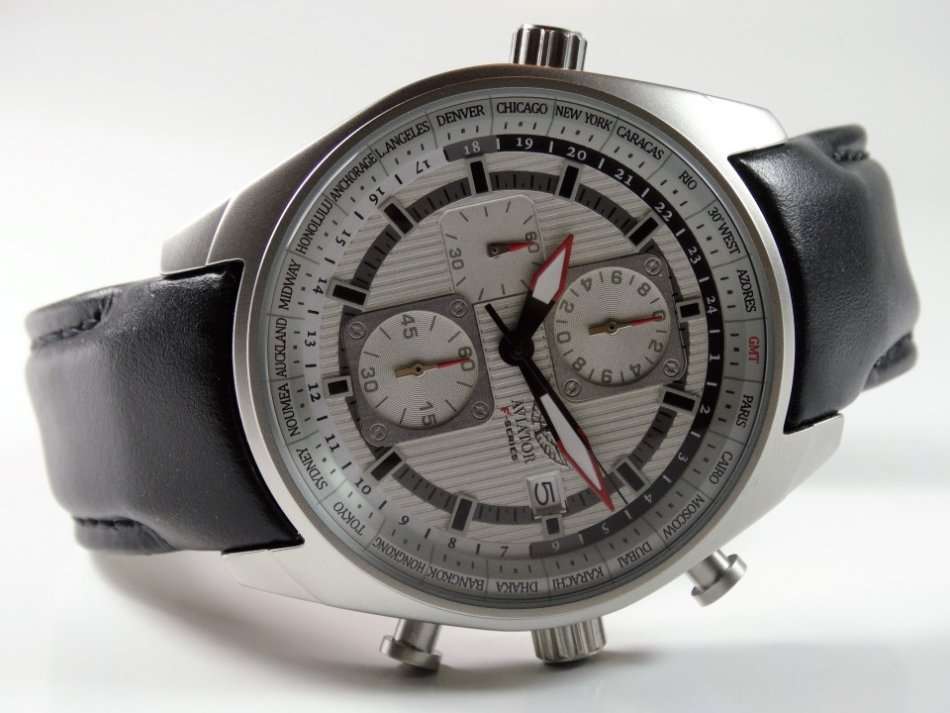 Aviator F-Series men's Black Leather with White Dial Pilot Chronograph