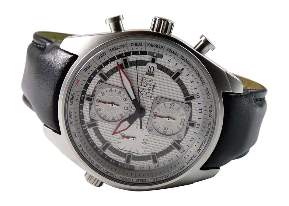 Aviator F-Series men's Black Leather with White Dial Pilot Chronograph