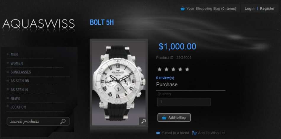 Retail: R13,397.00 Aquaswiss Men BOLT 5H Swiss Chrono Stainless Steel and Black Silicone Band Watch