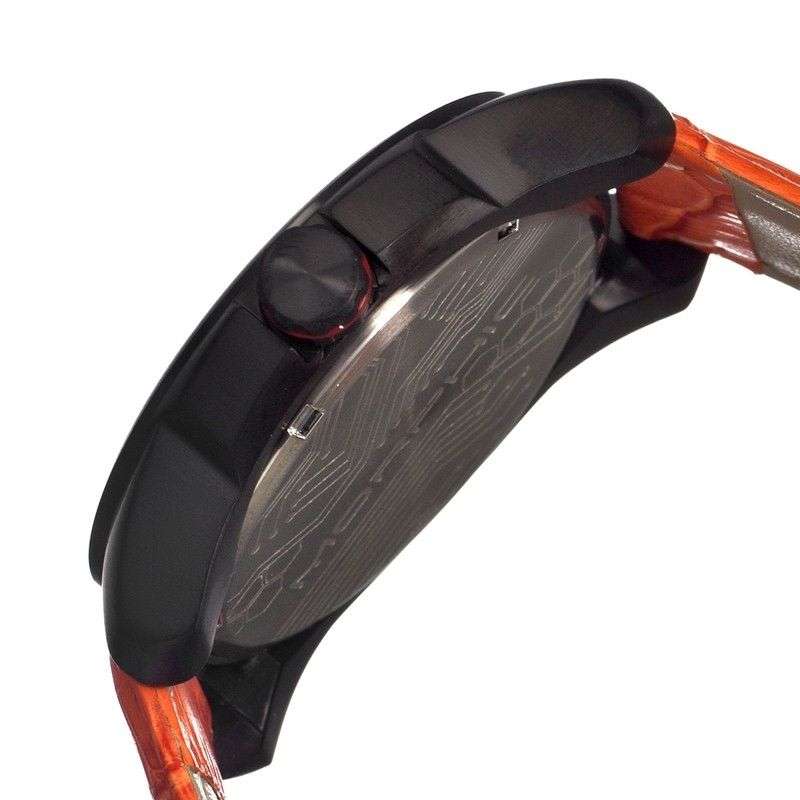 LATE ENTRY RETAILS @ R10,059.00 Morphic M14 Series Men's Orange Leather Silver Watch w/ Day Date