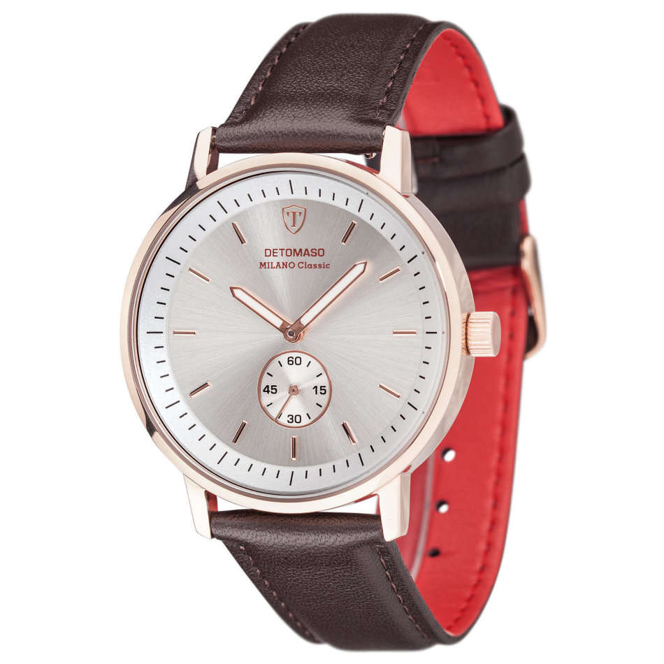 DETOMASO Milano Mens Watch Classic Chronograph Rose Gold  Brown Leather watch