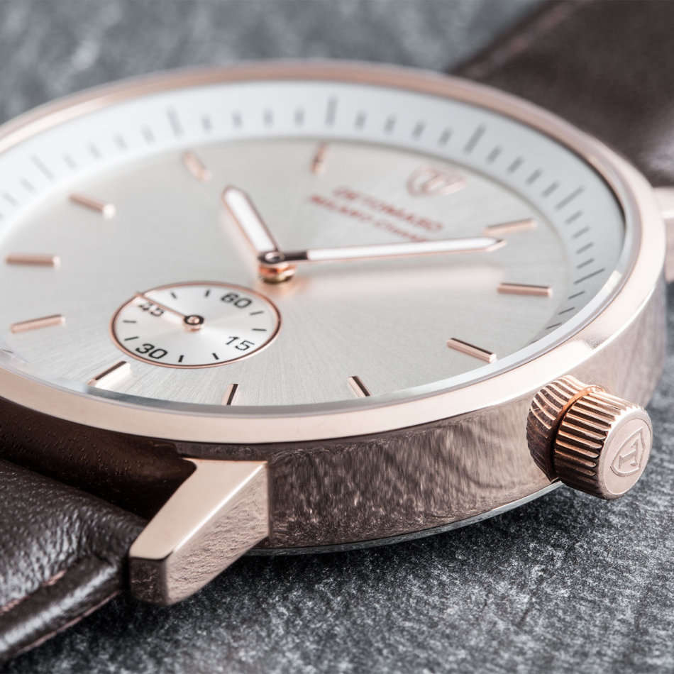 DETOMASO Milano Mens Watch Classic Chronograph Rose Gold  Brown Leather watch