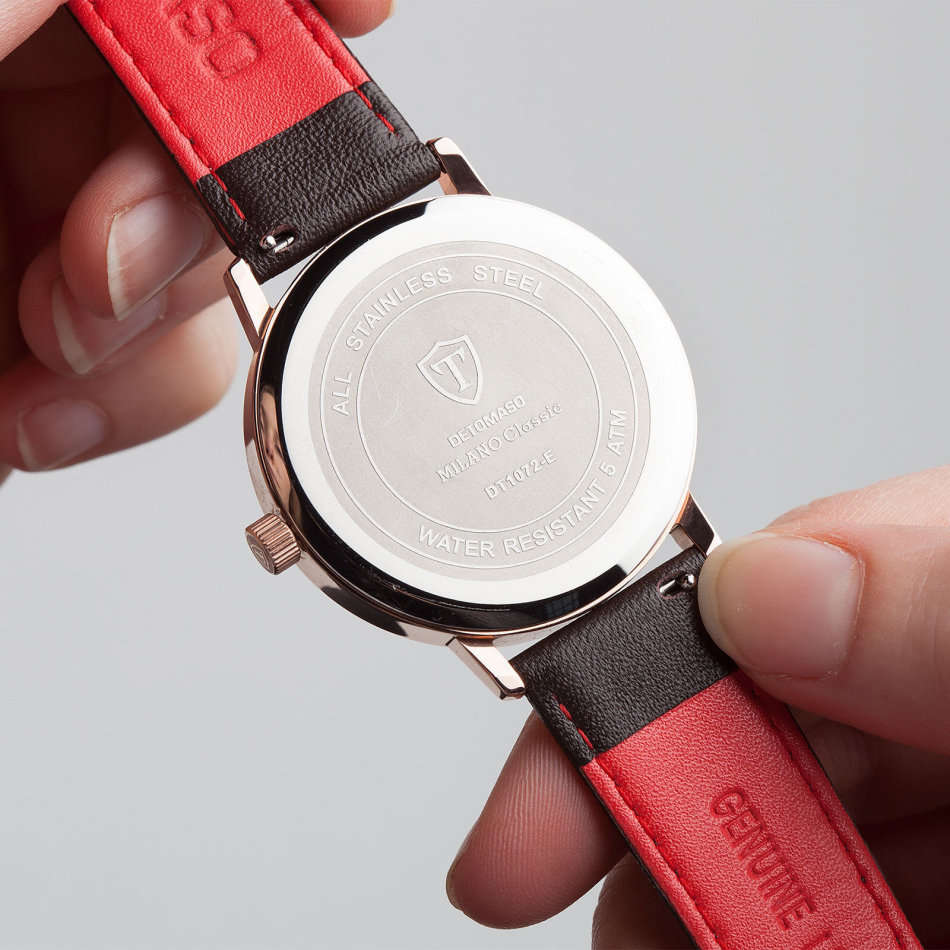 DETOMASO Milano Mens Watch Classic Chronograph Rose Gold  Brown Leather watch