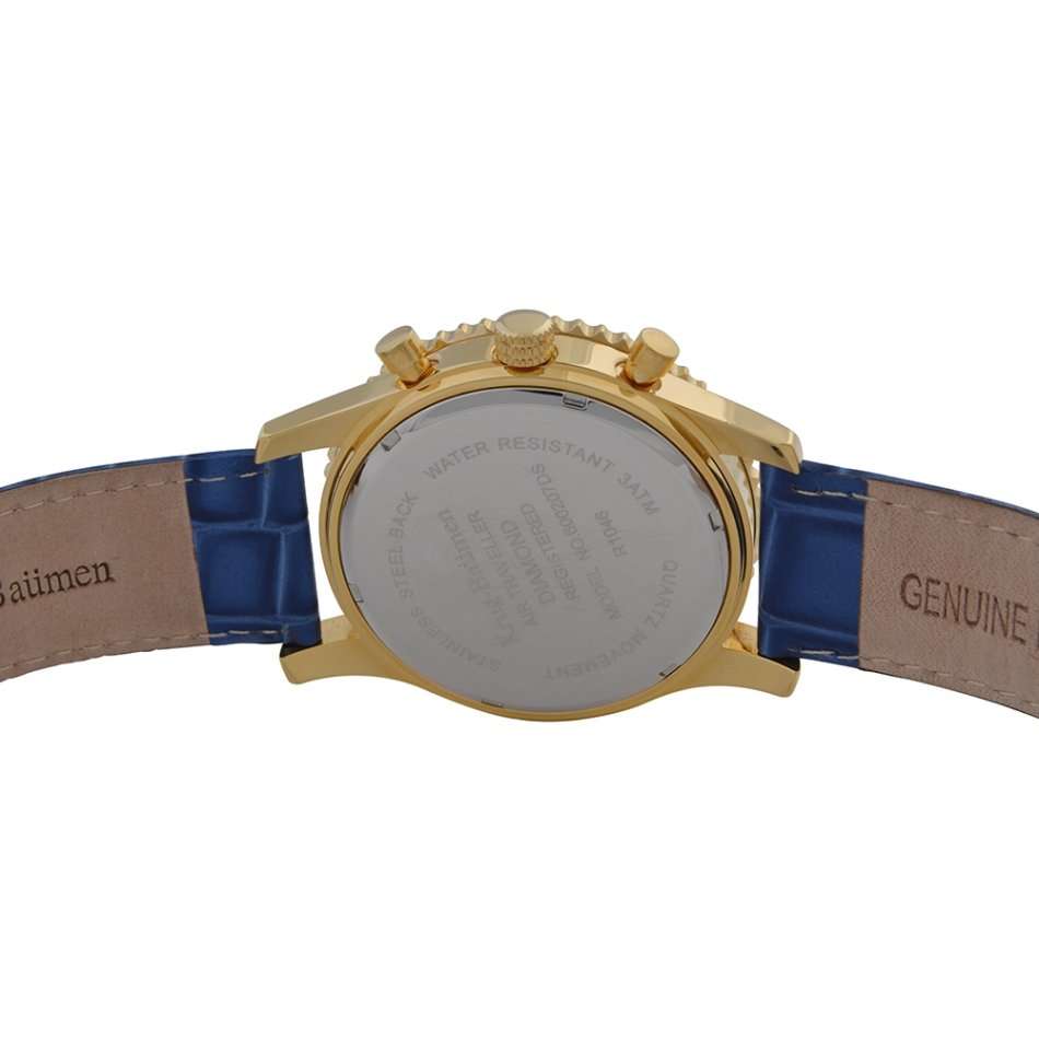 RRP: R15,111.62 Krug Baümen Air Traveller  8 Genuine Diamond 18K Gold Dial Blue Strap Watch
