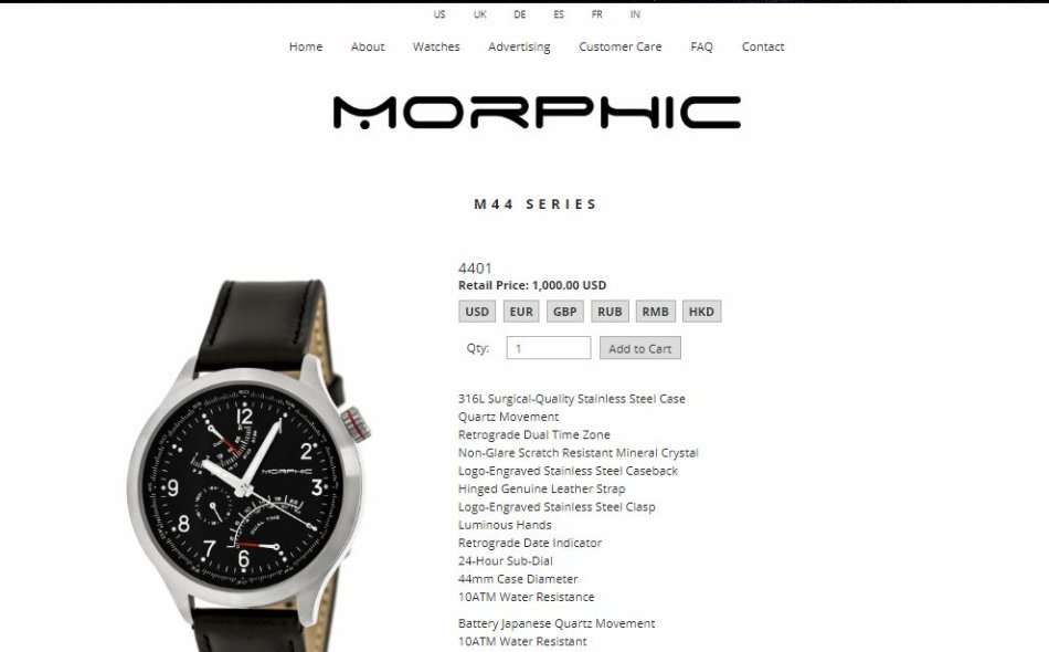 R1 Auction!! RRP R14,190.20 Morphic M44 Series Men's Dual Time Blue Leather Watch w/ Retrograde Date