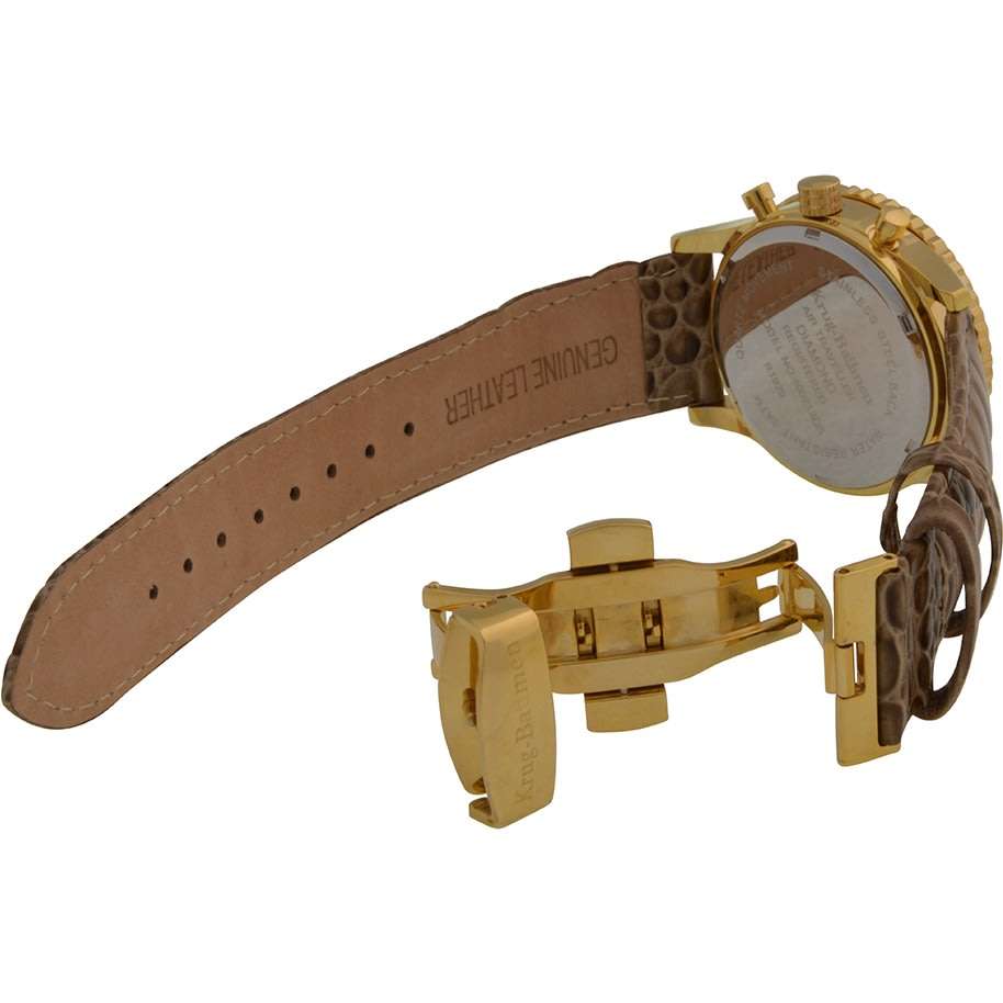 Retail R14,366.90 Krug Baümen Air Traveller 8 Genuine Diamond Brown 18K Gold Croco Strap Chronograph