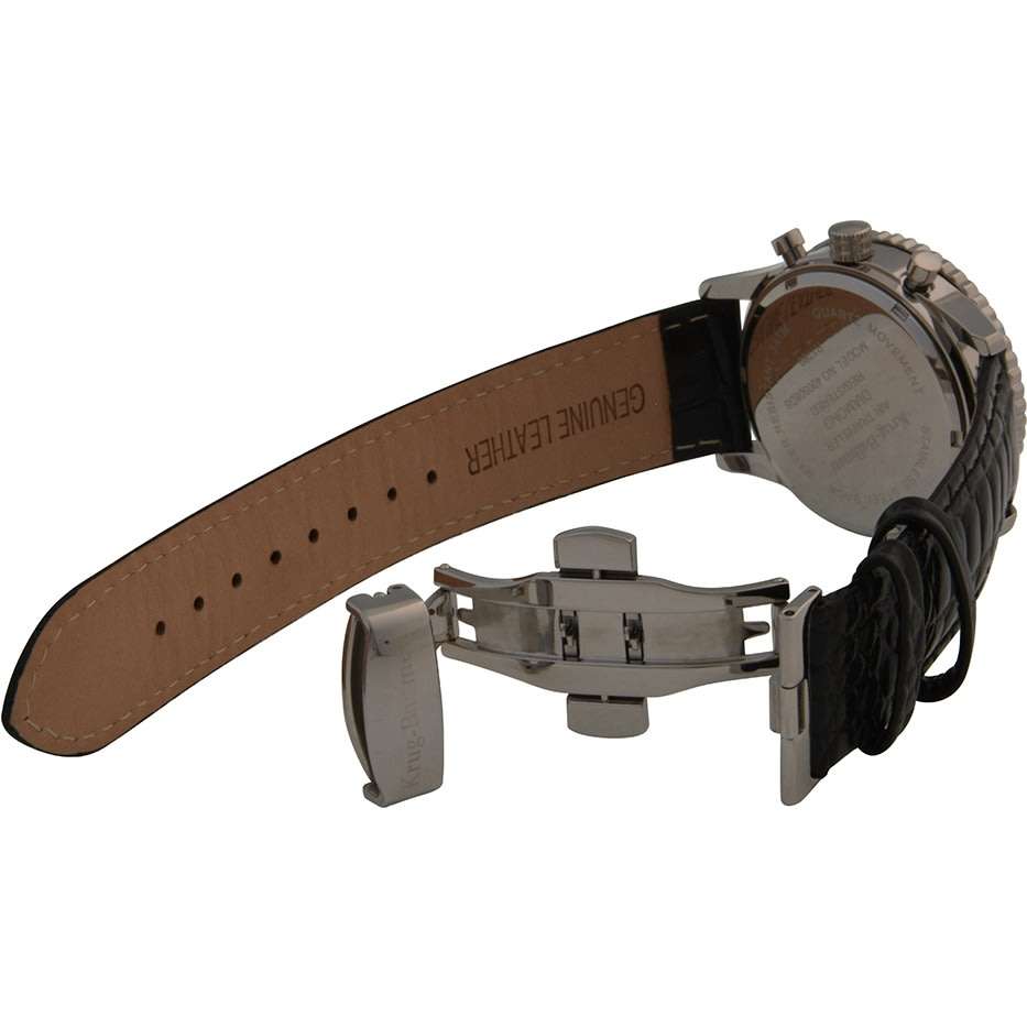 Retail: R13,853.60 Krug Baümen Air Traveller  8x Real Diamond Stainless Steel Dial Black Strap Watch