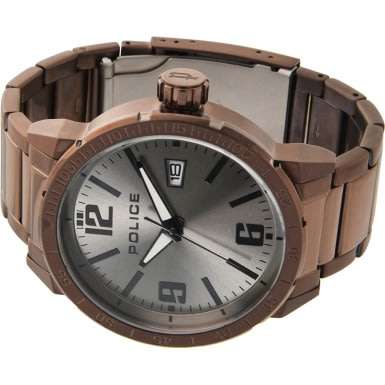 POLICE MEN'S 45MM STAINLESS STEEL BAND IP STEEL CASE QUARTZ WATCH