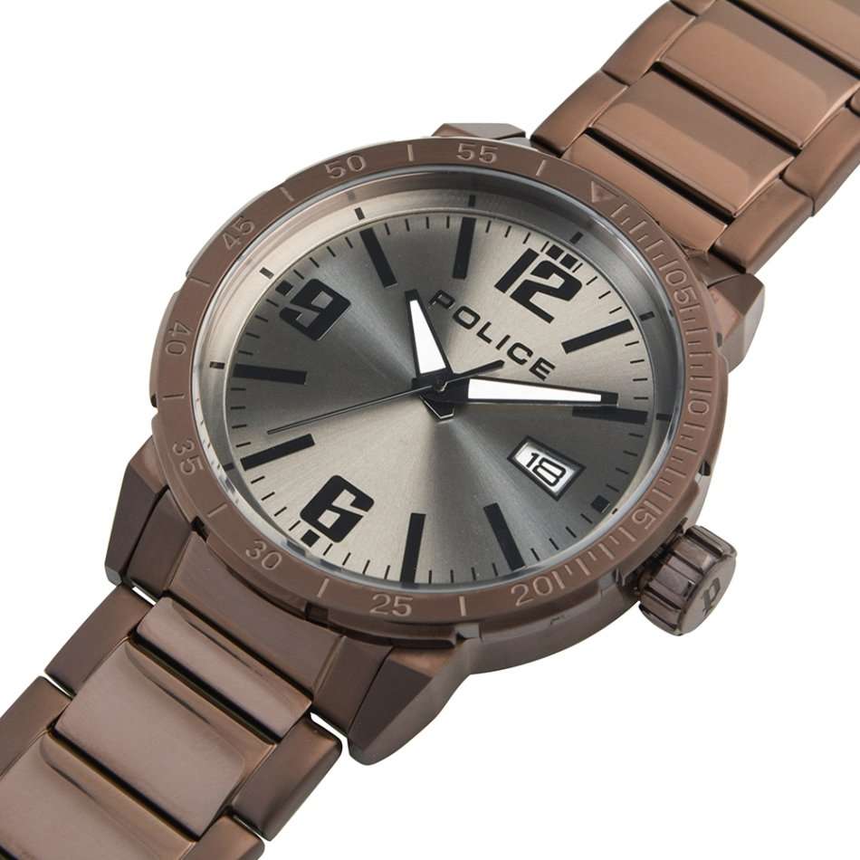 POLICE MEN'S 45MM STAINLESS STEEL BAND IP STEEL CASE QUARTZ WATCH