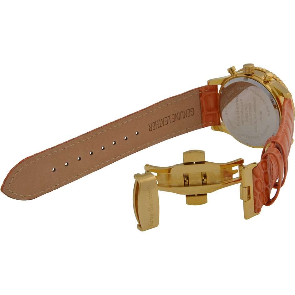 Late Entry - Retail: R14,366.90 Krug Baümen Air Traveller 8 Real Diamond 18K Gold Dial Orange Watch