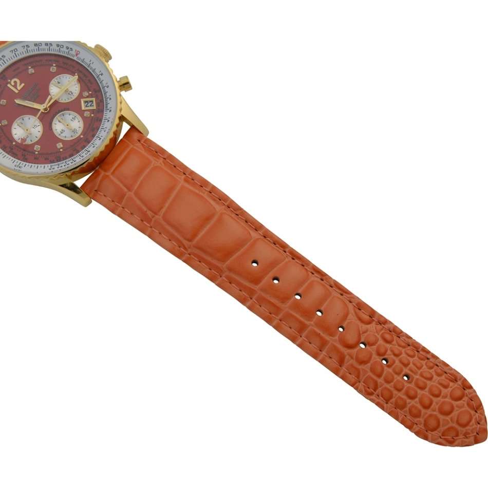Late Entry - Retail: R14,366.90 Krug Baümen Air Traveller 8 Real Diamond 18K Gold Dial Orange Watch