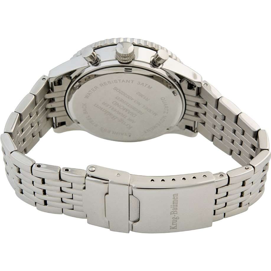 Retail: R15,247.97 Krug Baümen Air Traveller  8 REAL Diamond White Dial Stainless Steel Watch