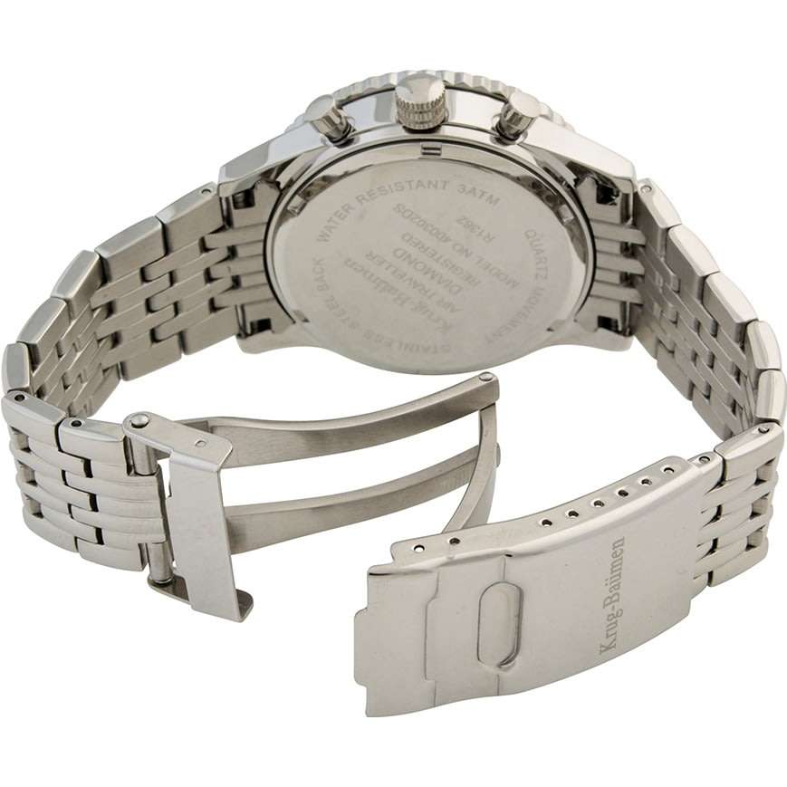 Retail: R15,247.97 Krug Baümen Air Traveller  8 REAL Diamond White Dial Stainless Steel Watch