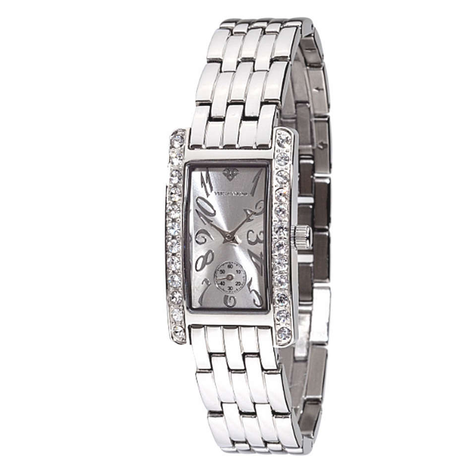 Yves Camani Amance Womens  Stainless Steel 26 Zirconia Crystals Watch