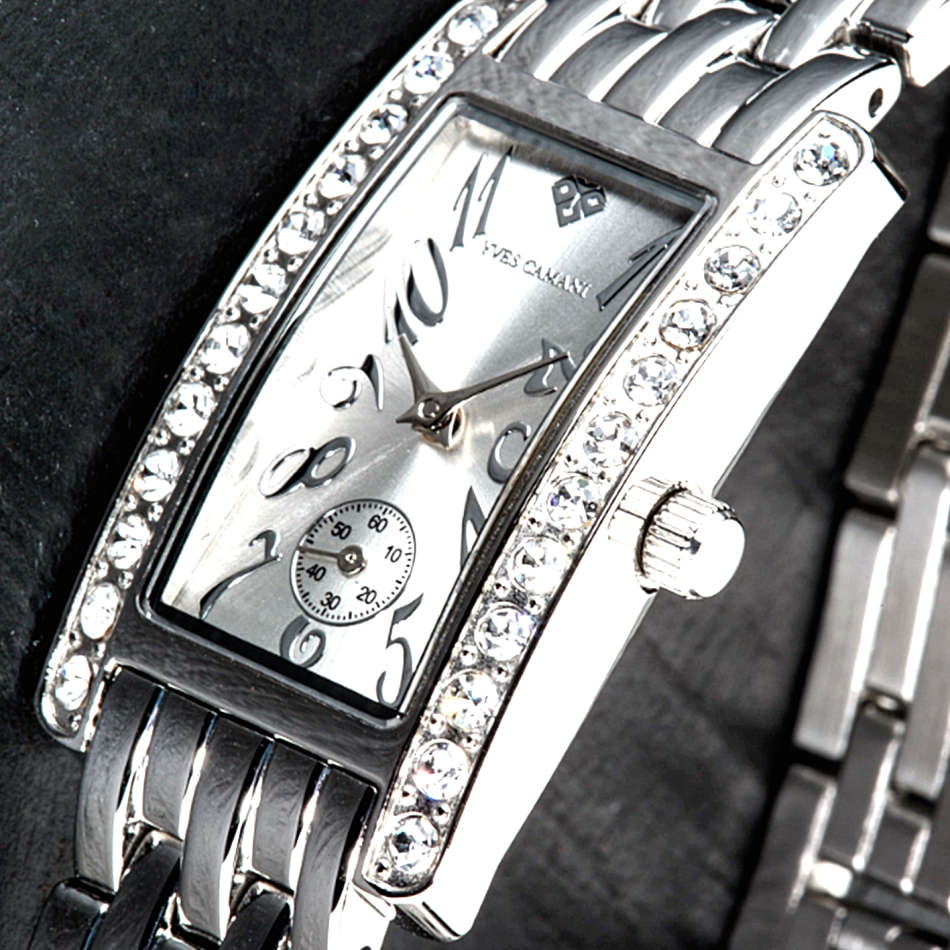 Yves Camani Amance Womens  Stainless Steel 26 Zirconia Crystals Watch