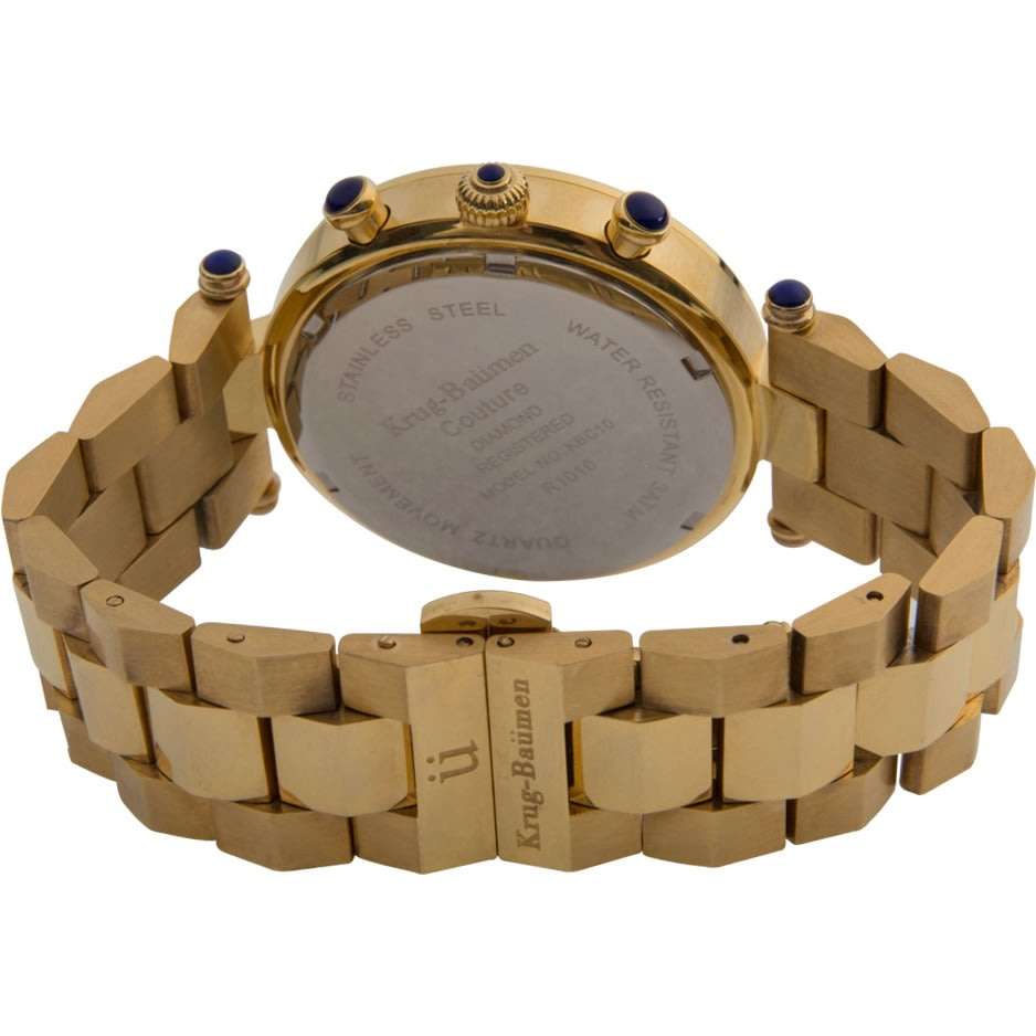 Opens @ R1 Retail: R13,576.03 Krug Baumen UNISEX Couture Chrono MOP Diamond 18K Gold IPG  Gold Watch
