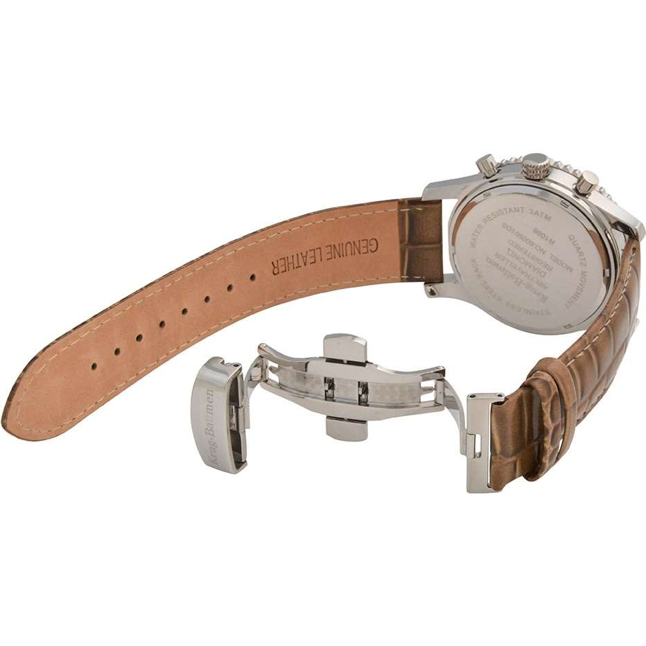 Retail: R17,125.21 Krug Baümen Air Traveller XXL 46mm 8 REAL Diamond White Dial Brown Strap Watch