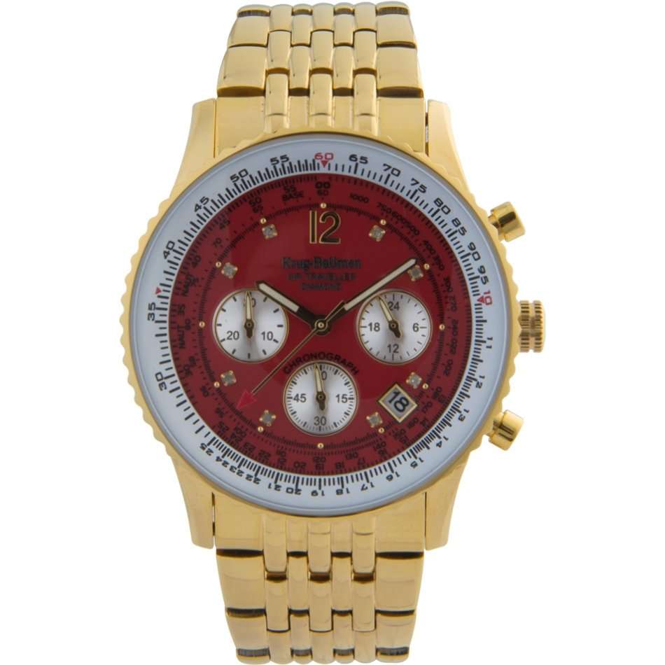 Late Entry Retail: R13,628 Krug Baümen Air Traveller 8 REAL Diamond Red Gold Dial 18K Gold Watch