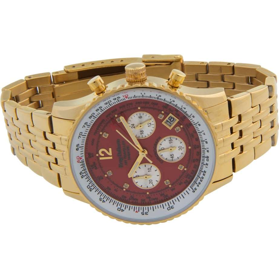 Late Entry Retail: R13,628 Krug Baümen Air Traveller 8 REAL Diamond Red Gold Dial 18K Gold Watch