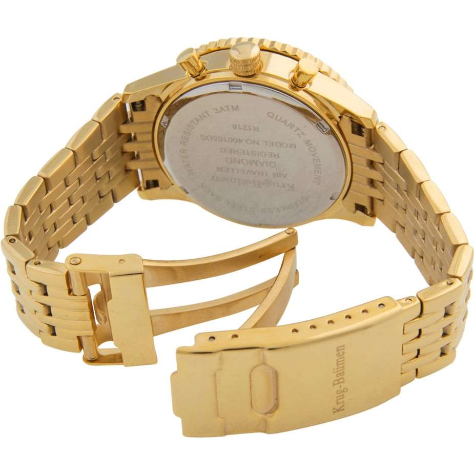 Late Entry Retail: R13,628 Krug Baümen Air Traveller 8 REAL Diamond Red Gold Dial 18K Gold Watch