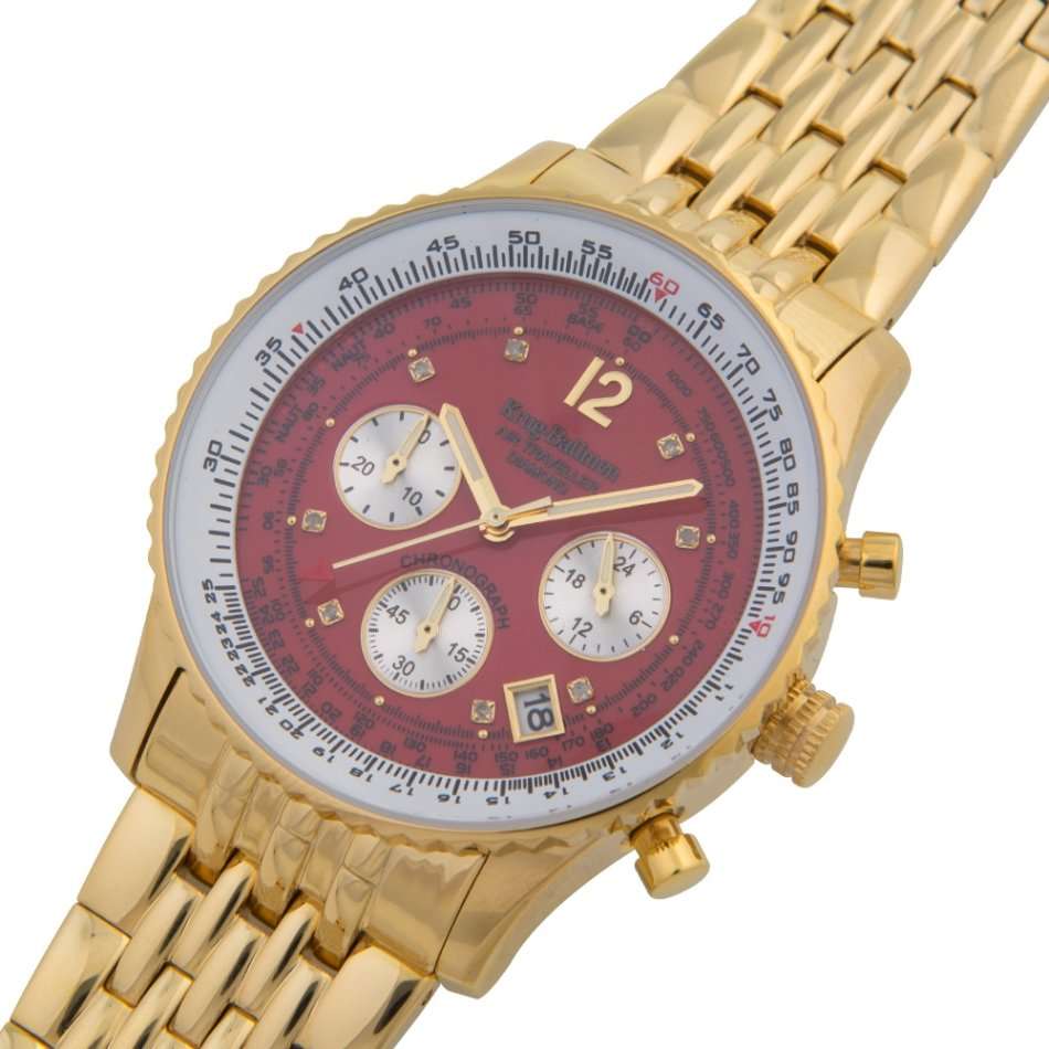 Late Entry Retail: R13,628 Krug Baümen Air Traveller 8 REAL Diamond Red Gold Dial 18K Gold Watch